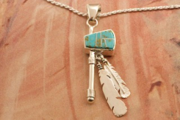 Calvin Begay New Tomahawk Design Sterling Silver Reversible Pendant